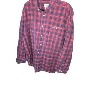 Carhartt Mens Long Sleeve Casual Outdoor Button Down Red Blue Plaid Shirt Sz XL